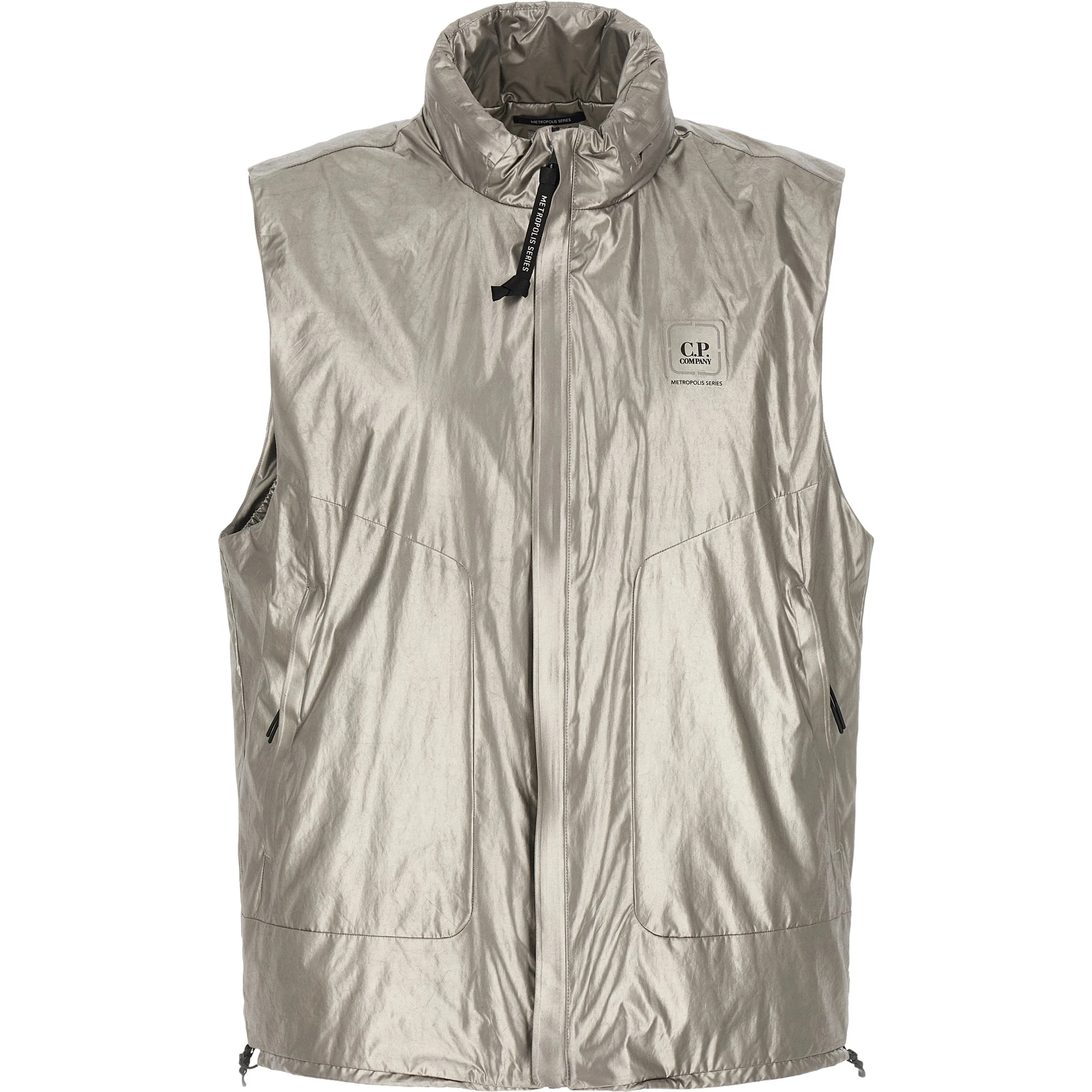 Silver Polyester Sleeveless Jacket