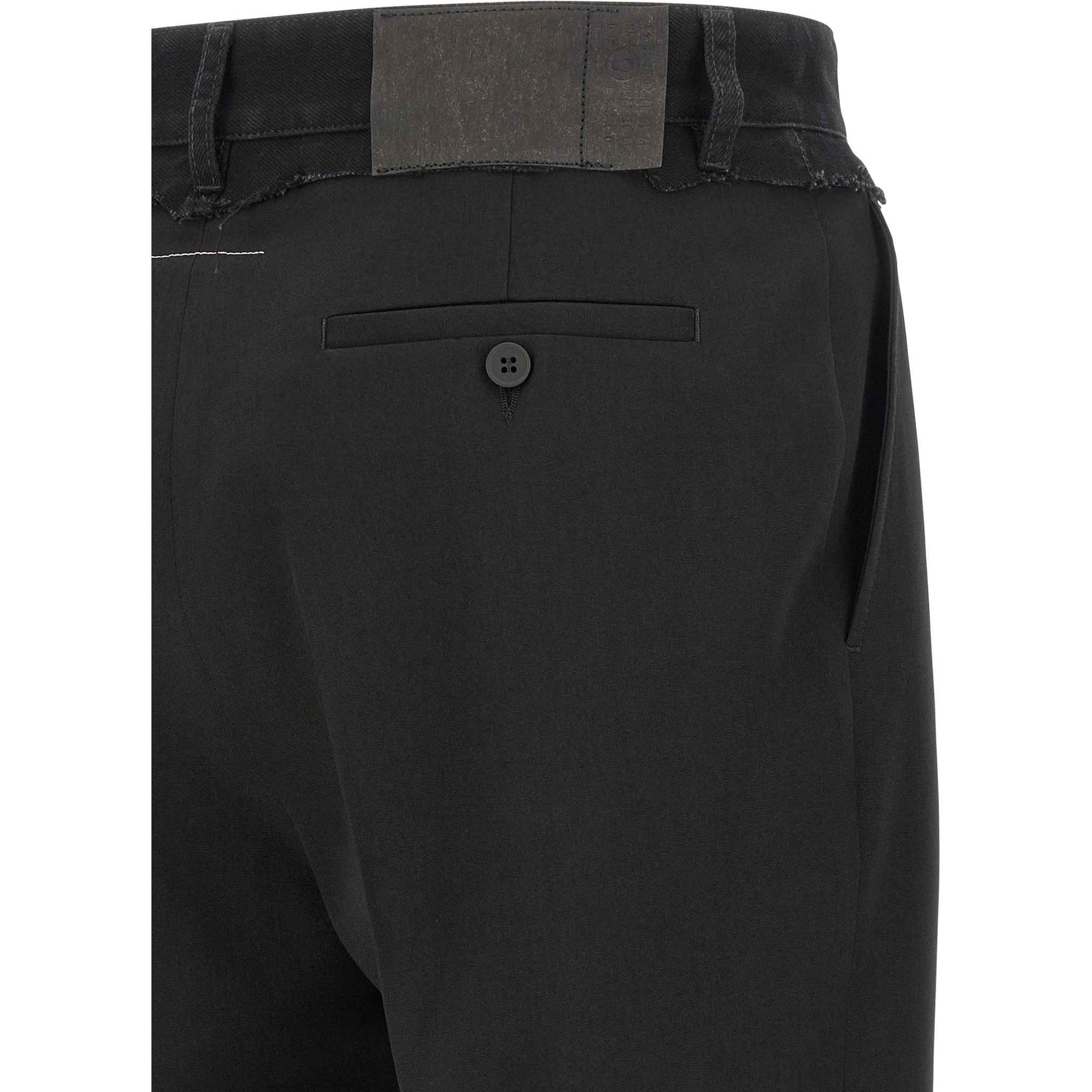 Black Polyester Casual Pants