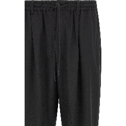 Black Polyester Casual Pants