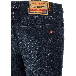 Blue Cotton Straight-Leg Jeans
