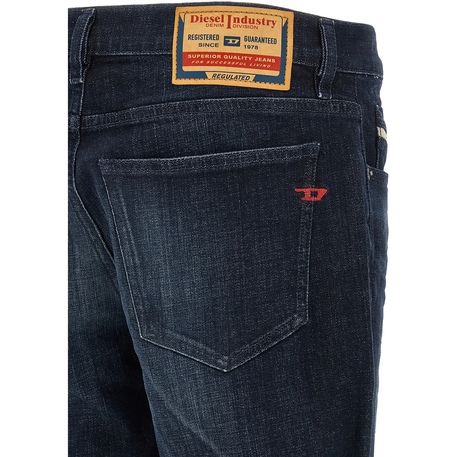 Blue Cotton Straight-Leg Jeans
