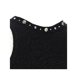 Black Cotton Sleeveles T-Shirt