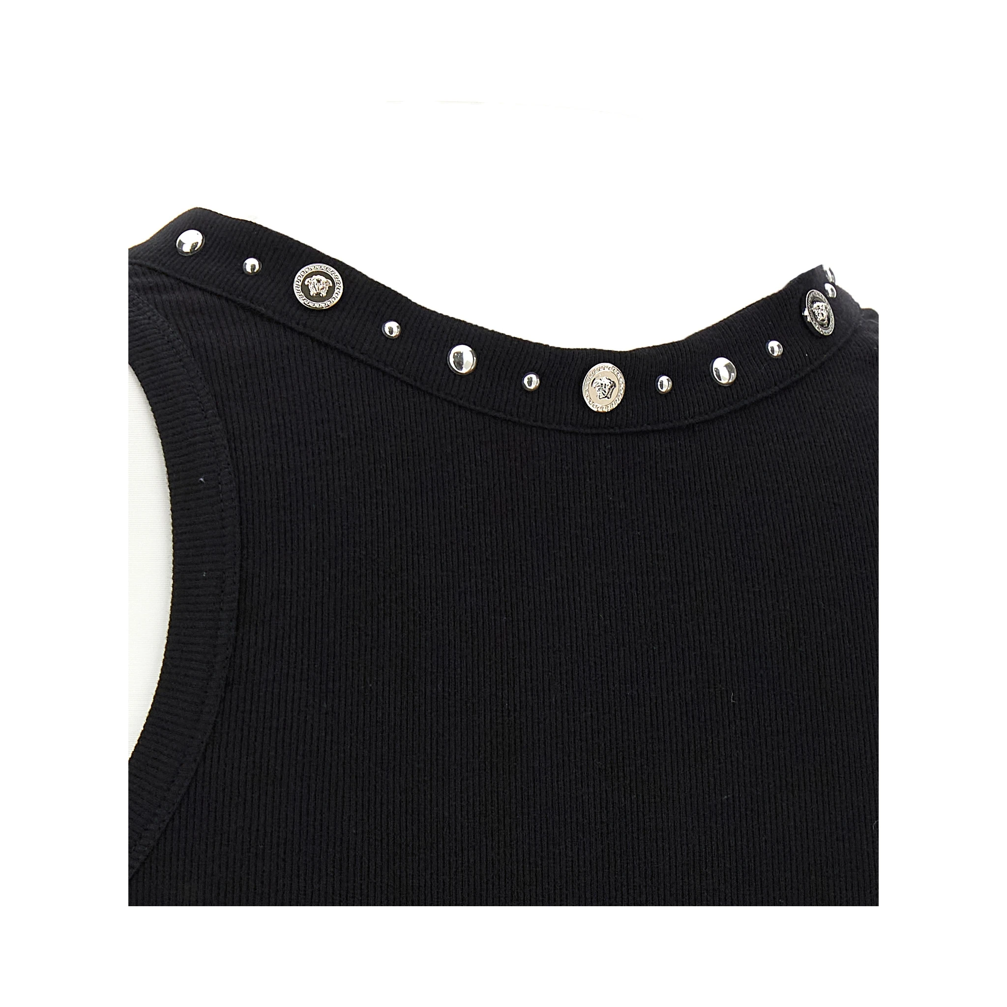 Black Cotton Sleeveles T-Shirt