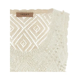 White Cotton Sleeveles T-Shirt