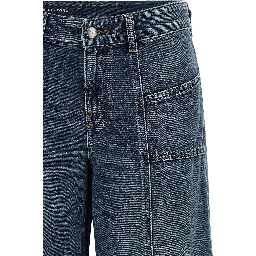 Blue Cotton Flared Jeans