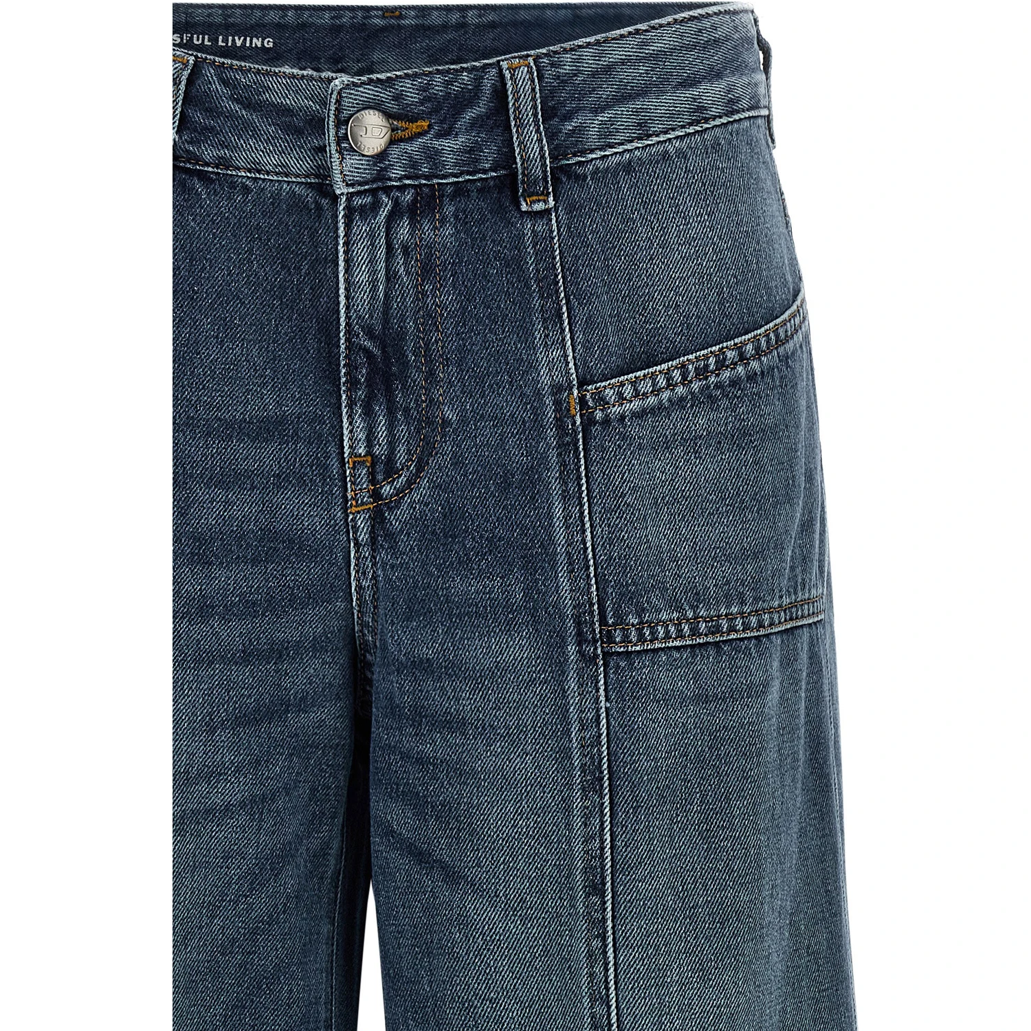 Blue Cotton Flared Jeans