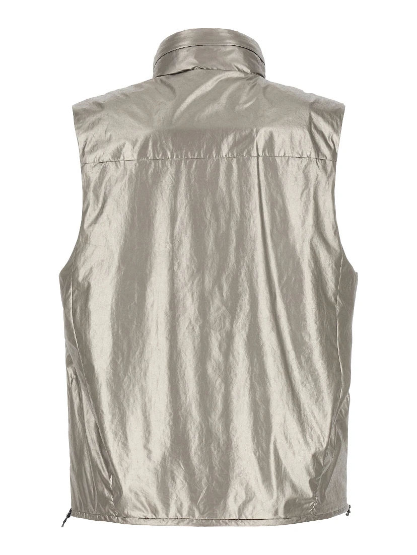 Silver Polyester Sleeveless Jacket