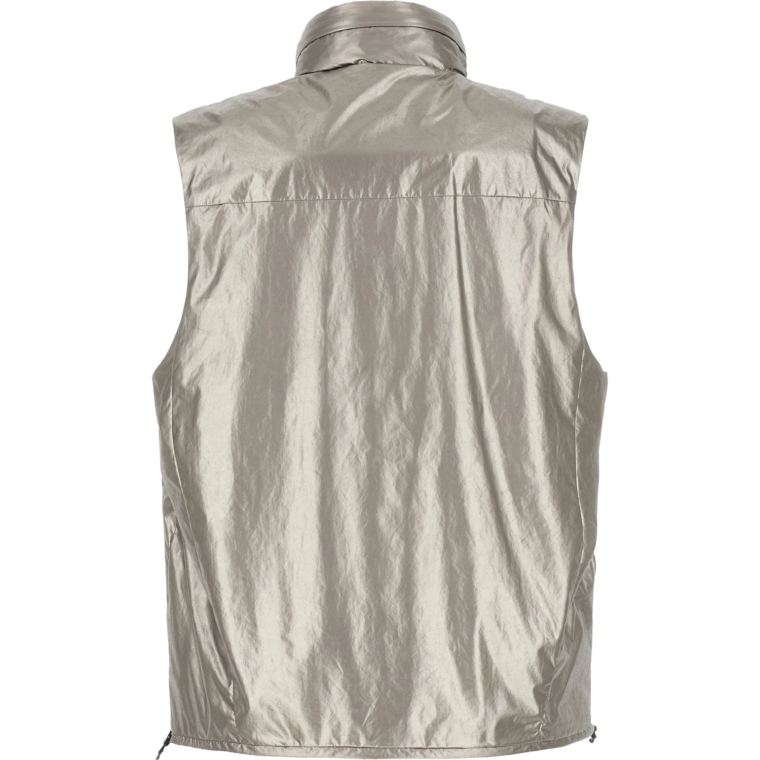 Silver Polyester Sleeveless Jacket