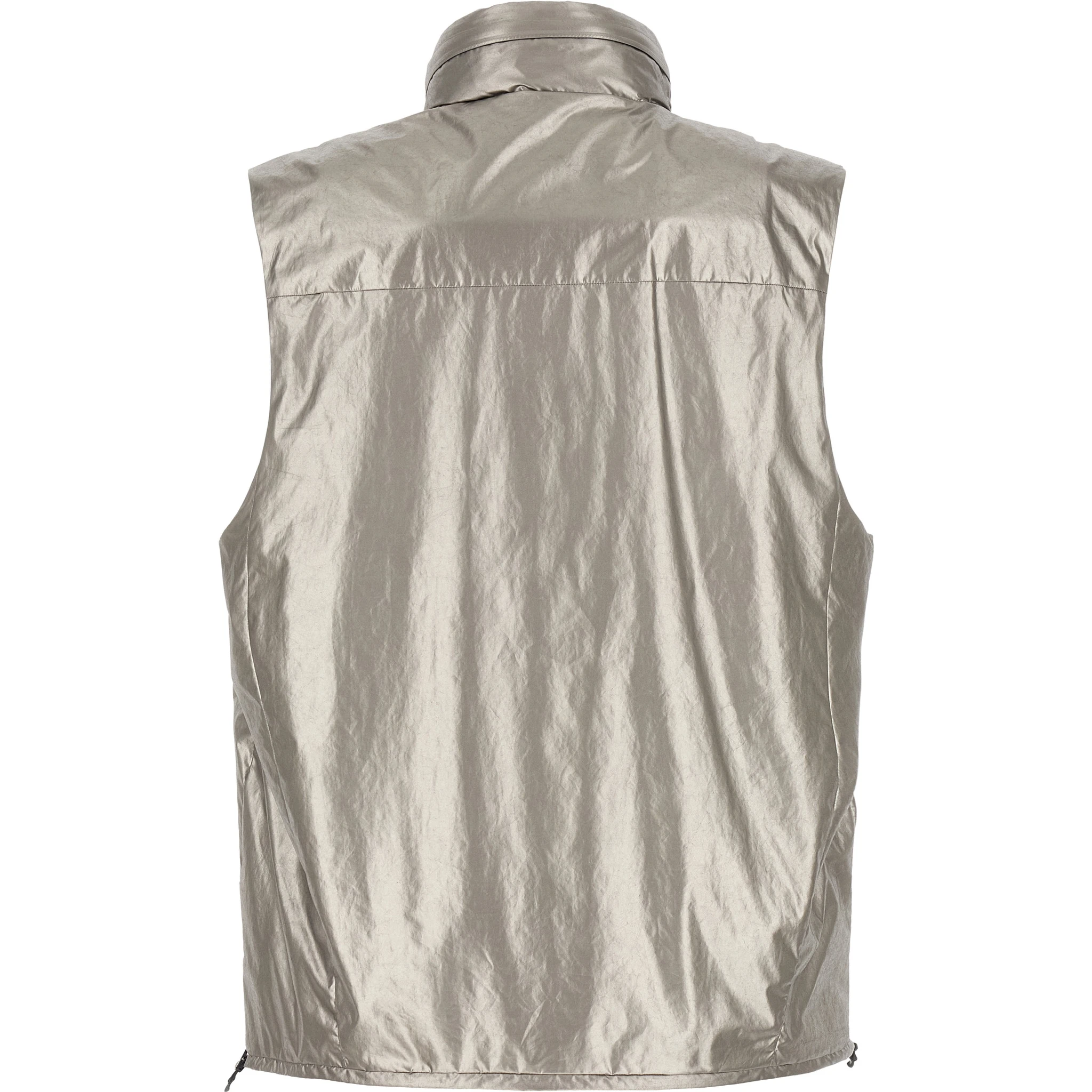 Silver Polyester Sleeveless Jacket