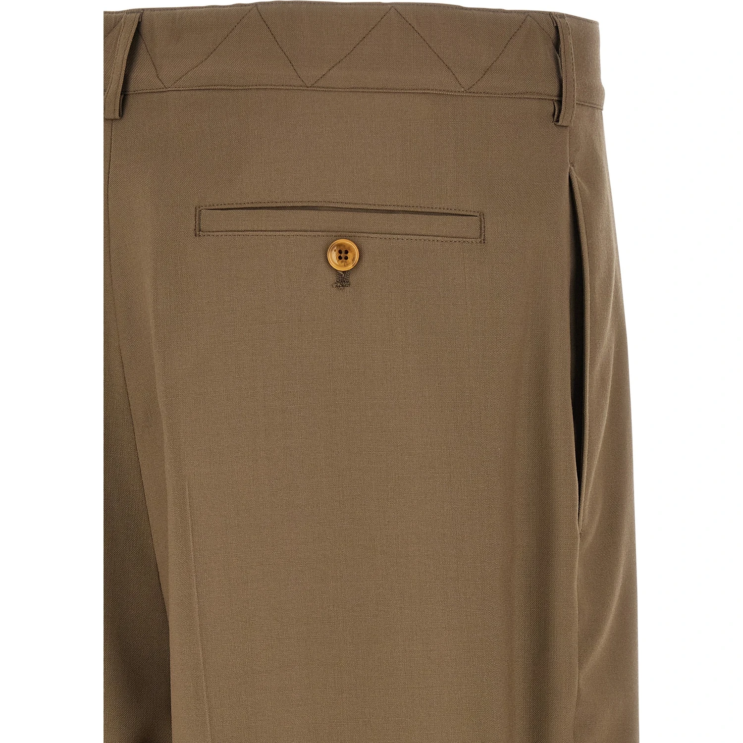 Beige Virgin Wool Casual Pants