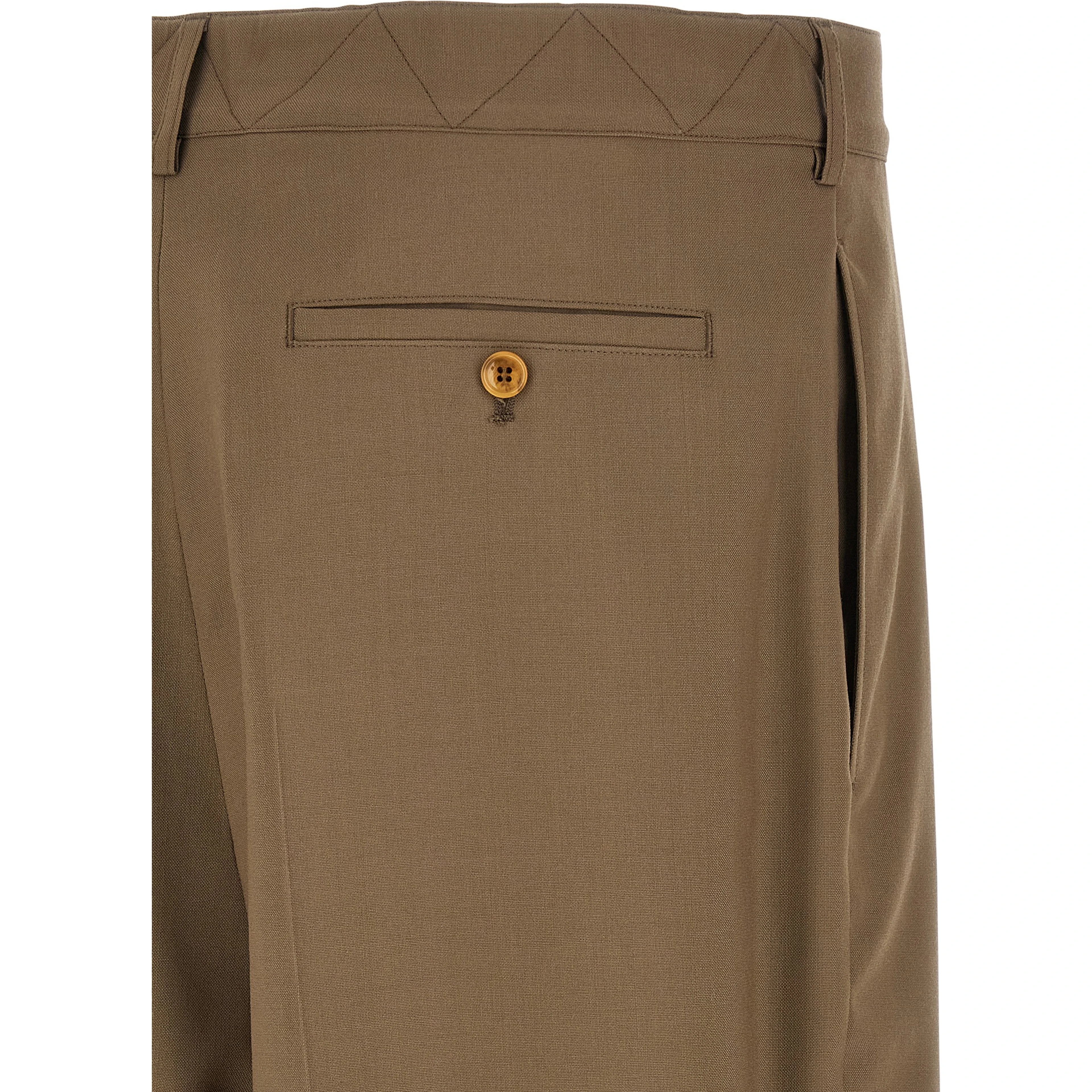 Beige Virgin Wool Casual Pants