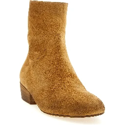 Beige Calfskin Ankle Boots