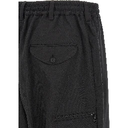 Black Polyester Casual Pants