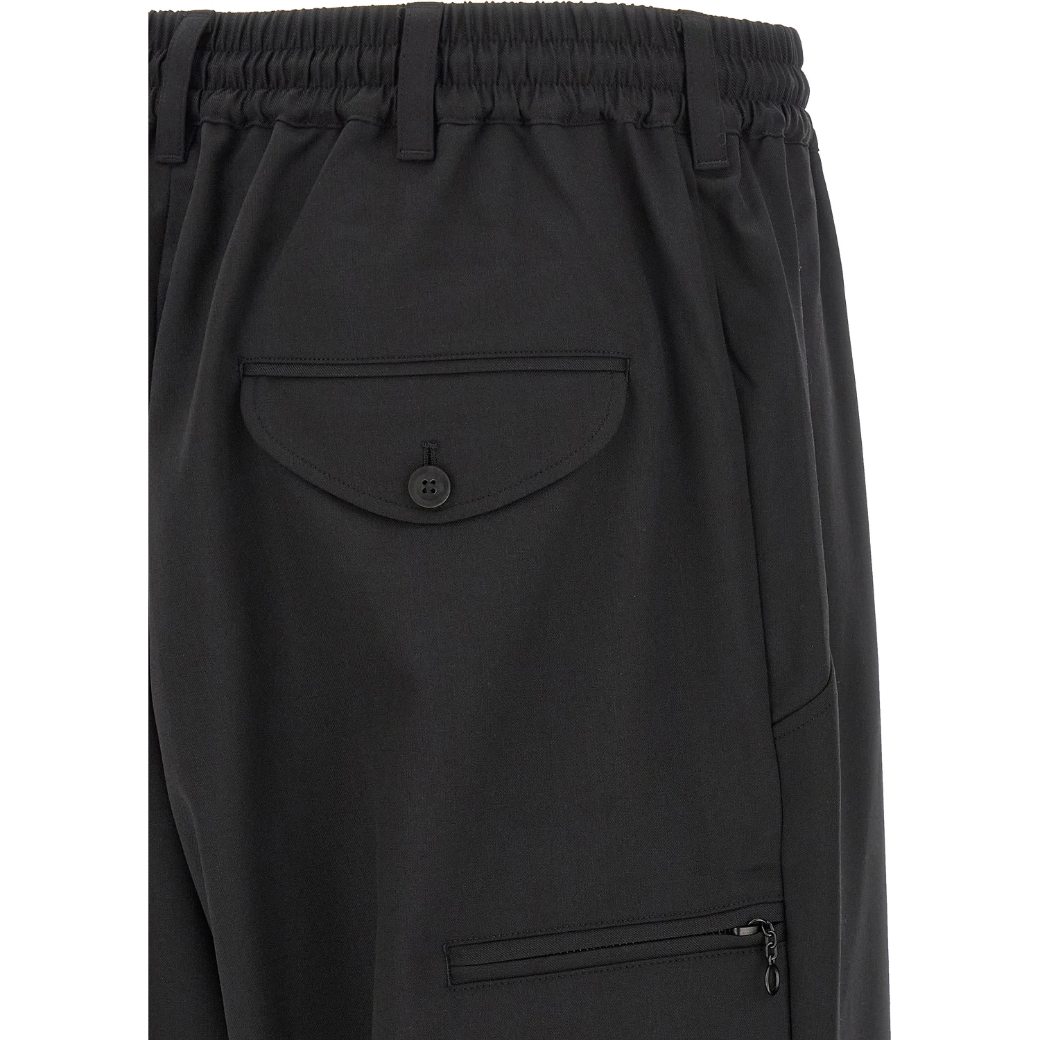 Black Polyester Casual Pants