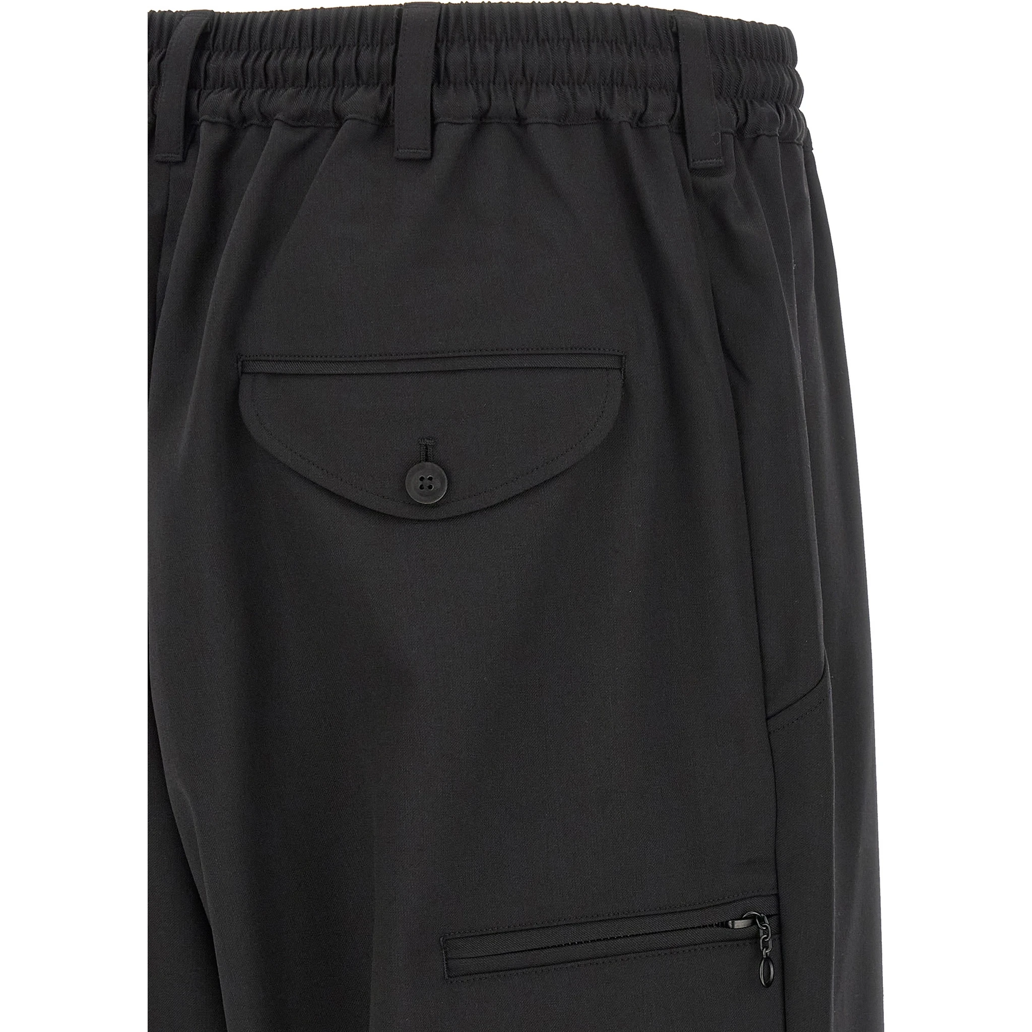 Black Polyester Casual Pants