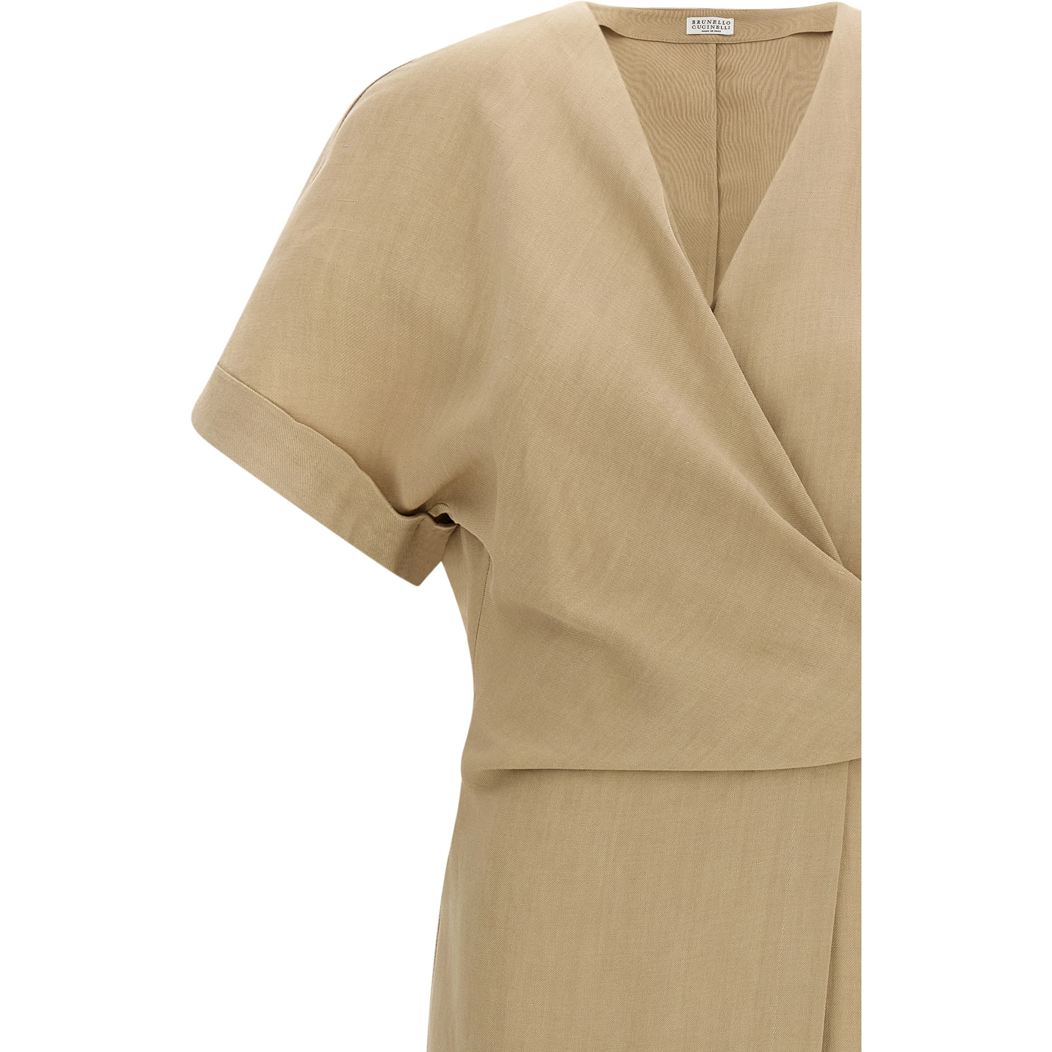 Beige Viscose Midi Dress