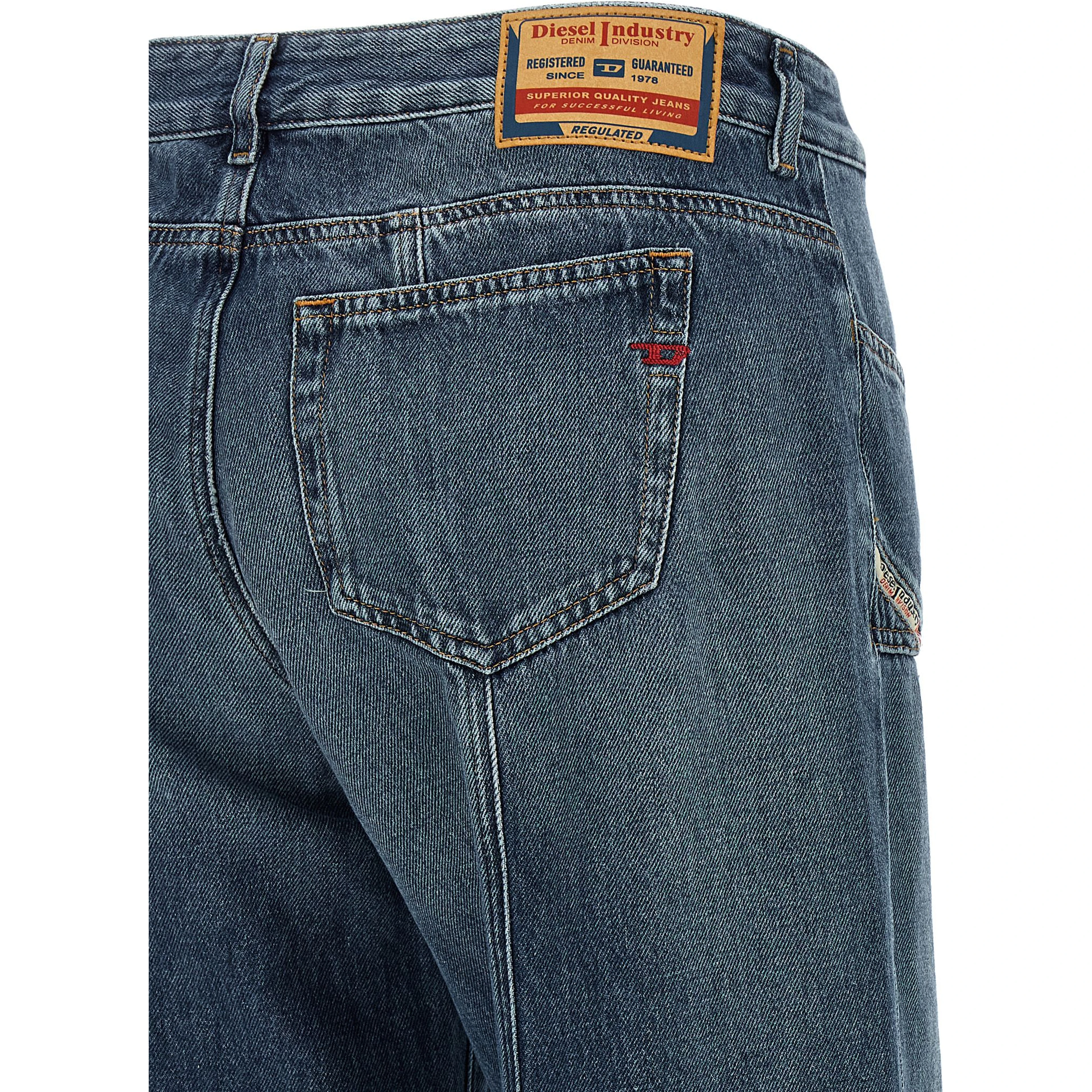 Blue Cotton Flared Jeans