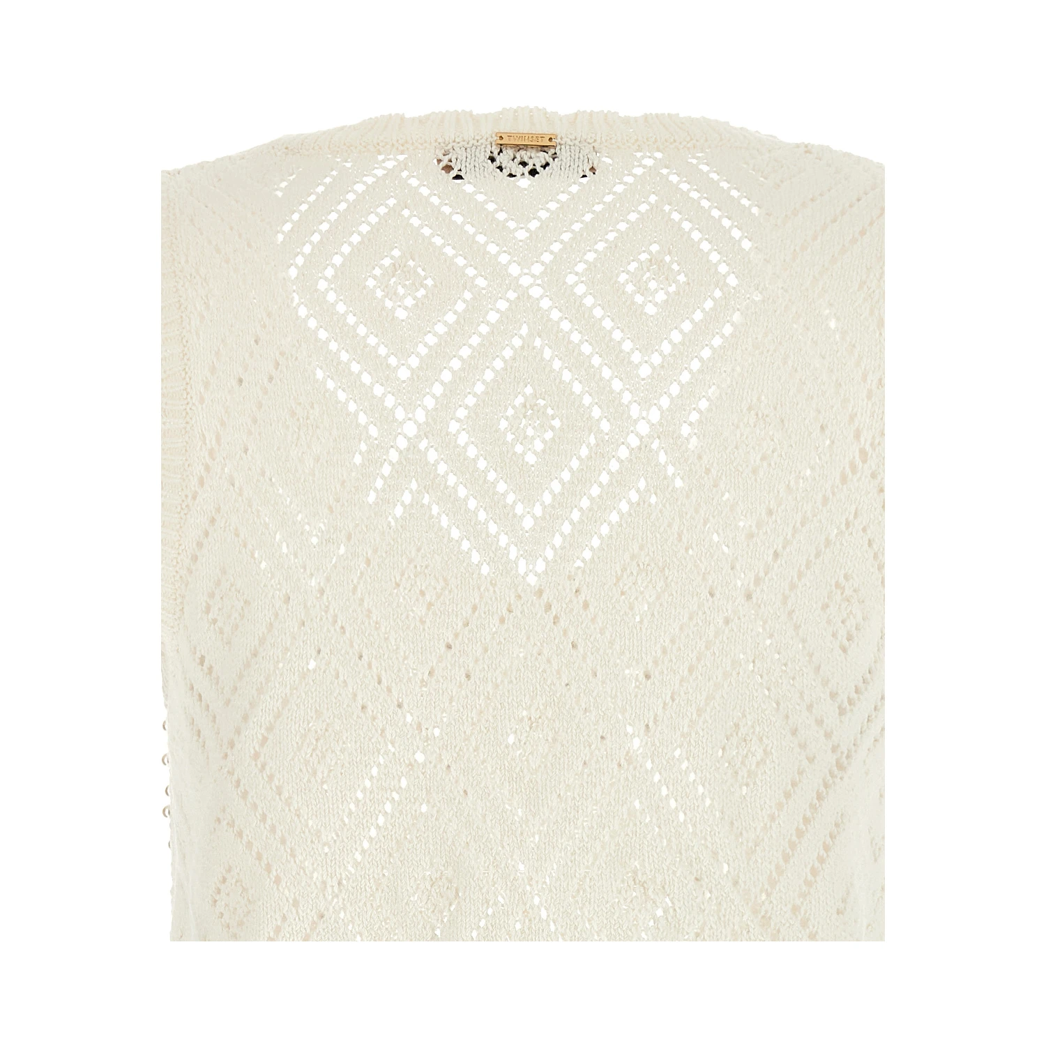 White Cotton Sleeveles T-Shirt