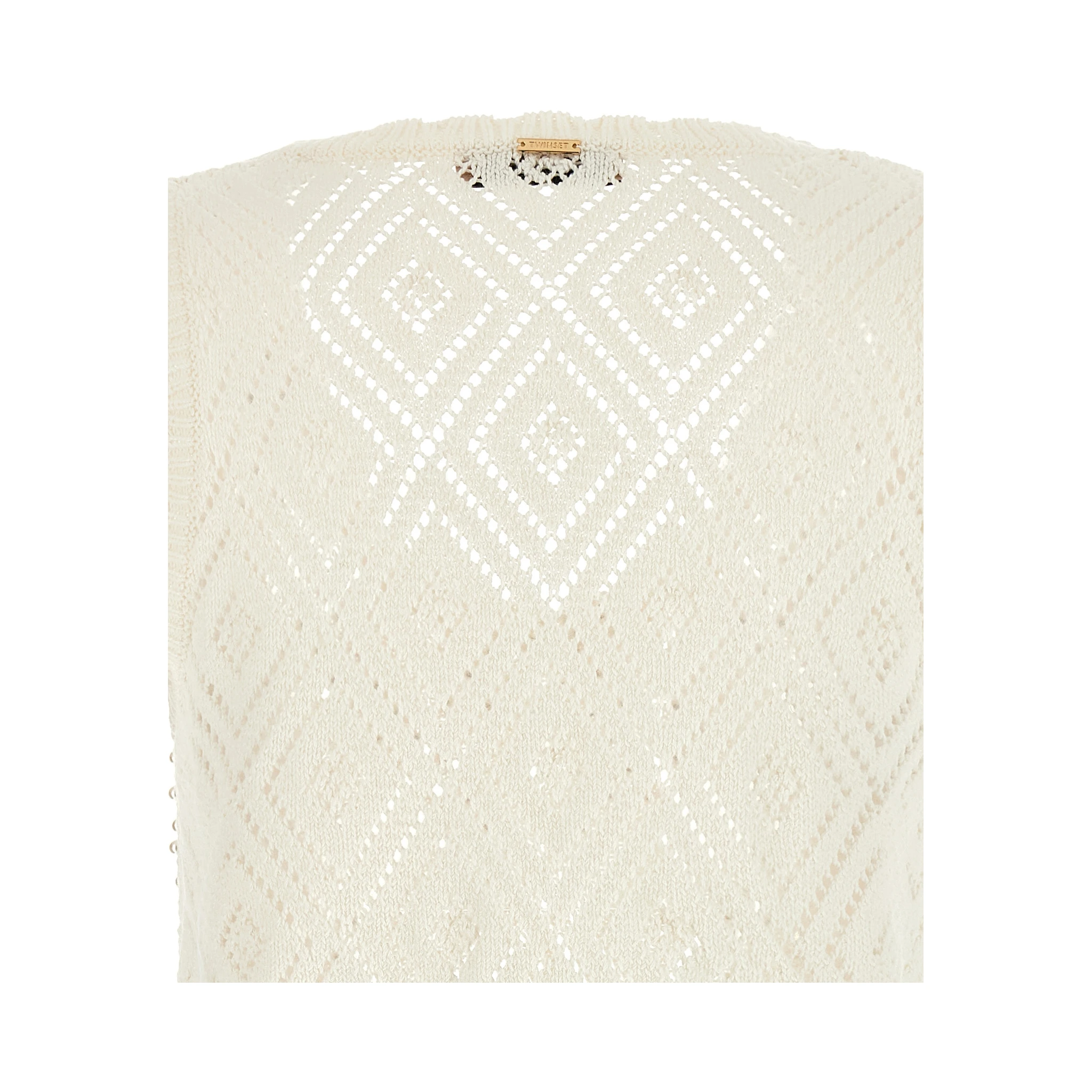 White Cotton Sleeveles T-Shirt