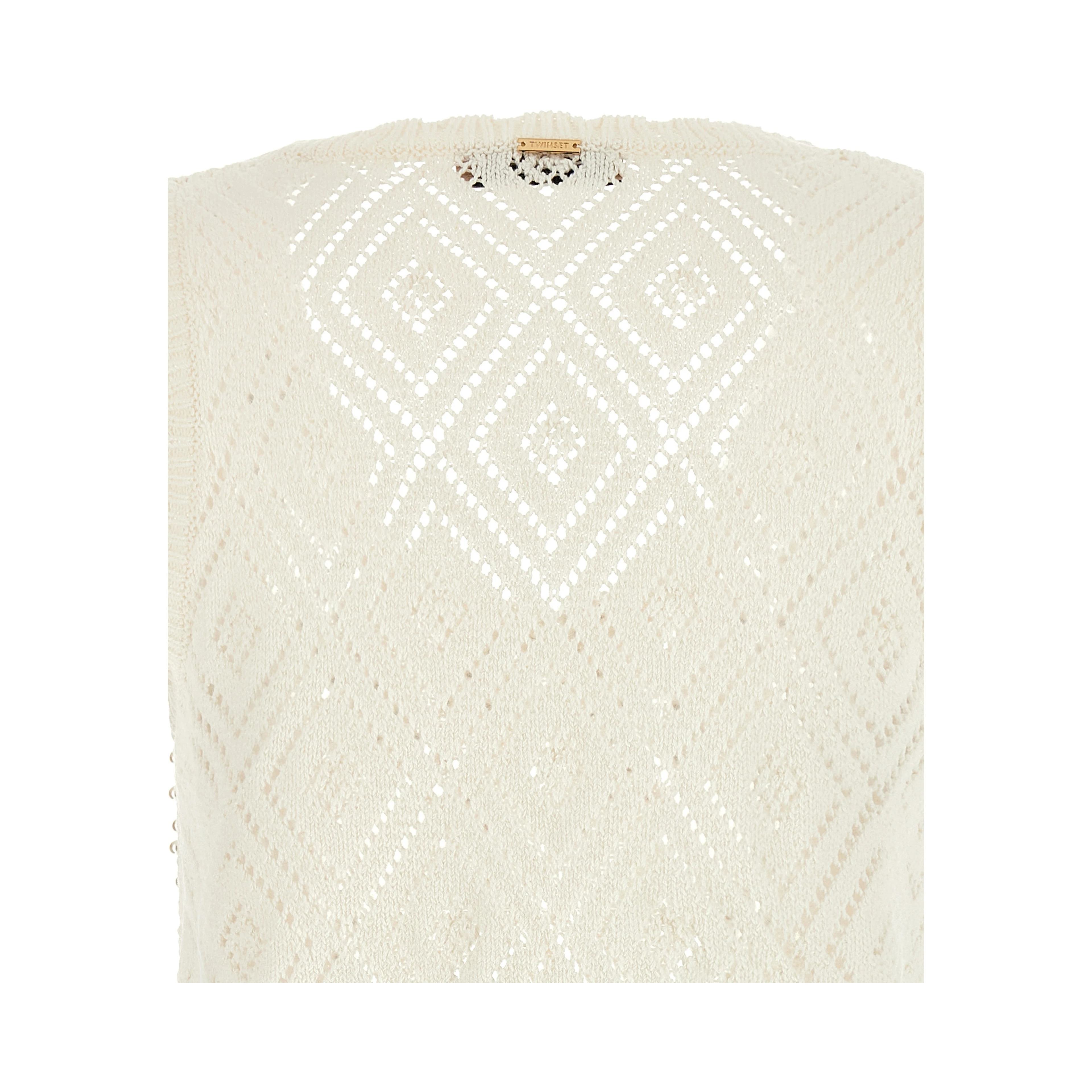 White Cotton Sleeveles T-Shirt
