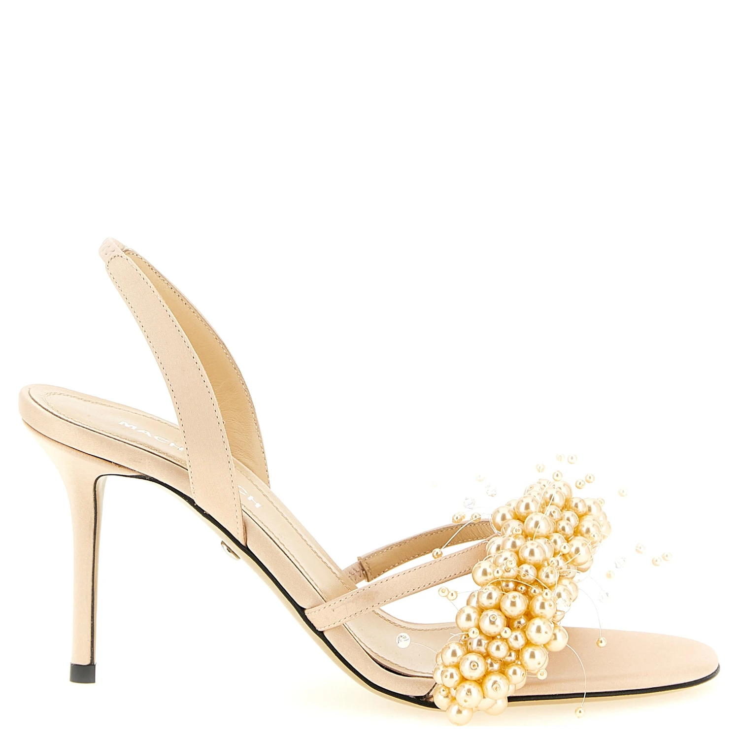 Gold Satin Stiletto Heel Sandals