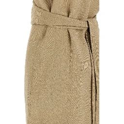 Beige Viscose Midi Dress