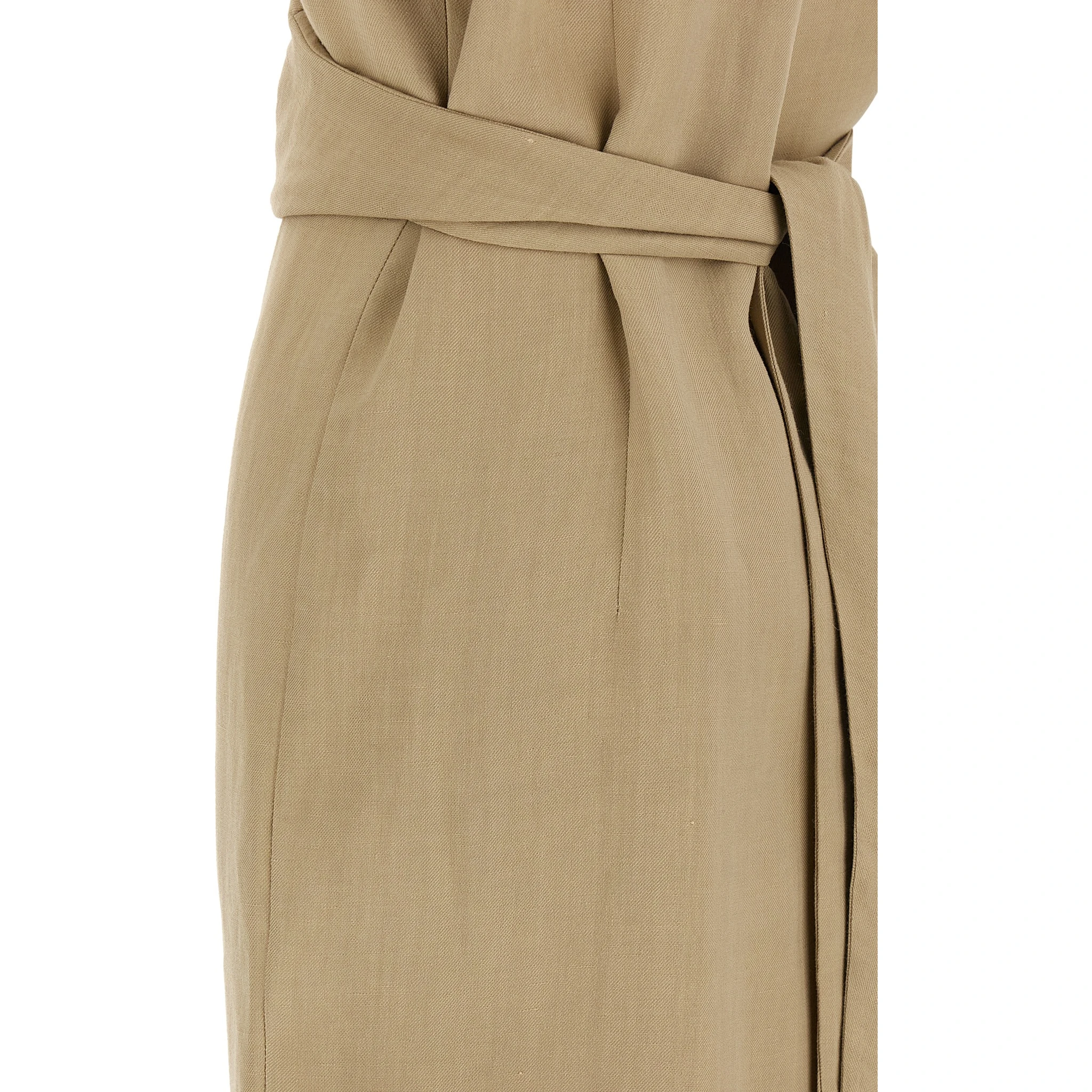 Beige Viscose Midi Dress