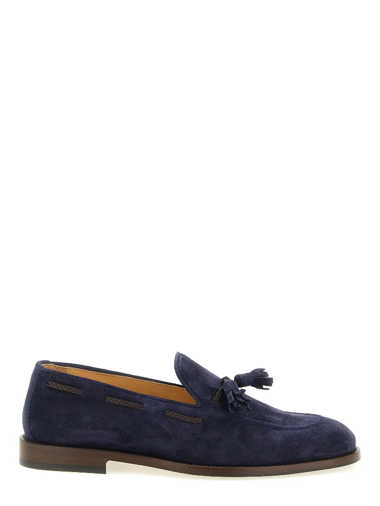 Blue Calfskin Slip-On Loafers