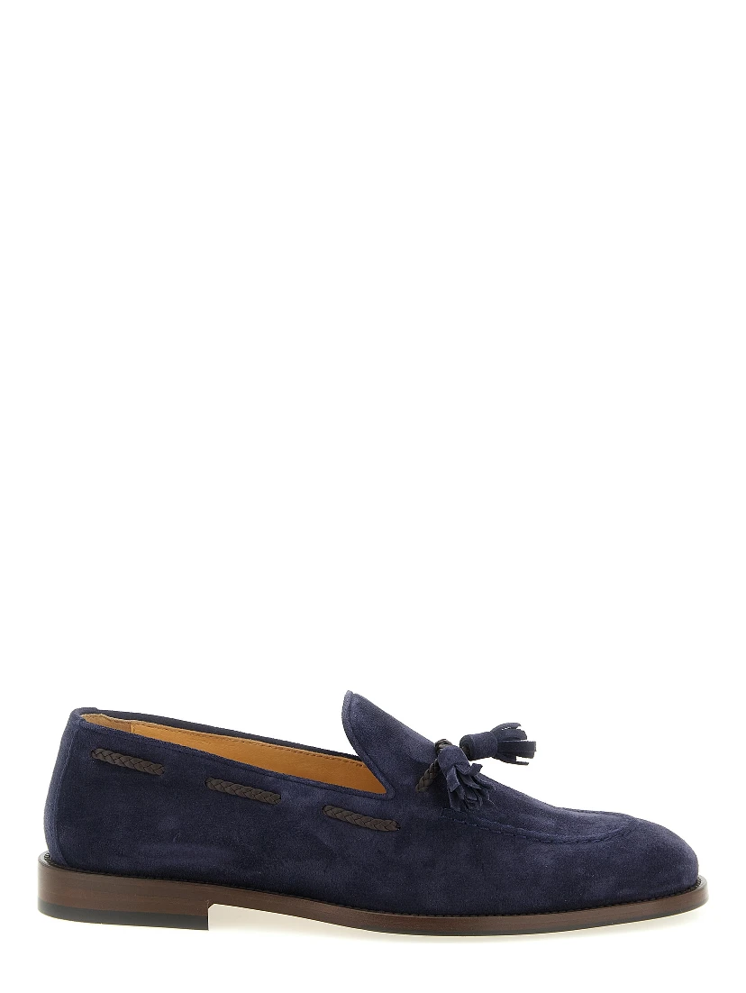 Blue Calfskin Slip-On Loafers