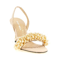Gold Satin Stiletto Heel Sandals