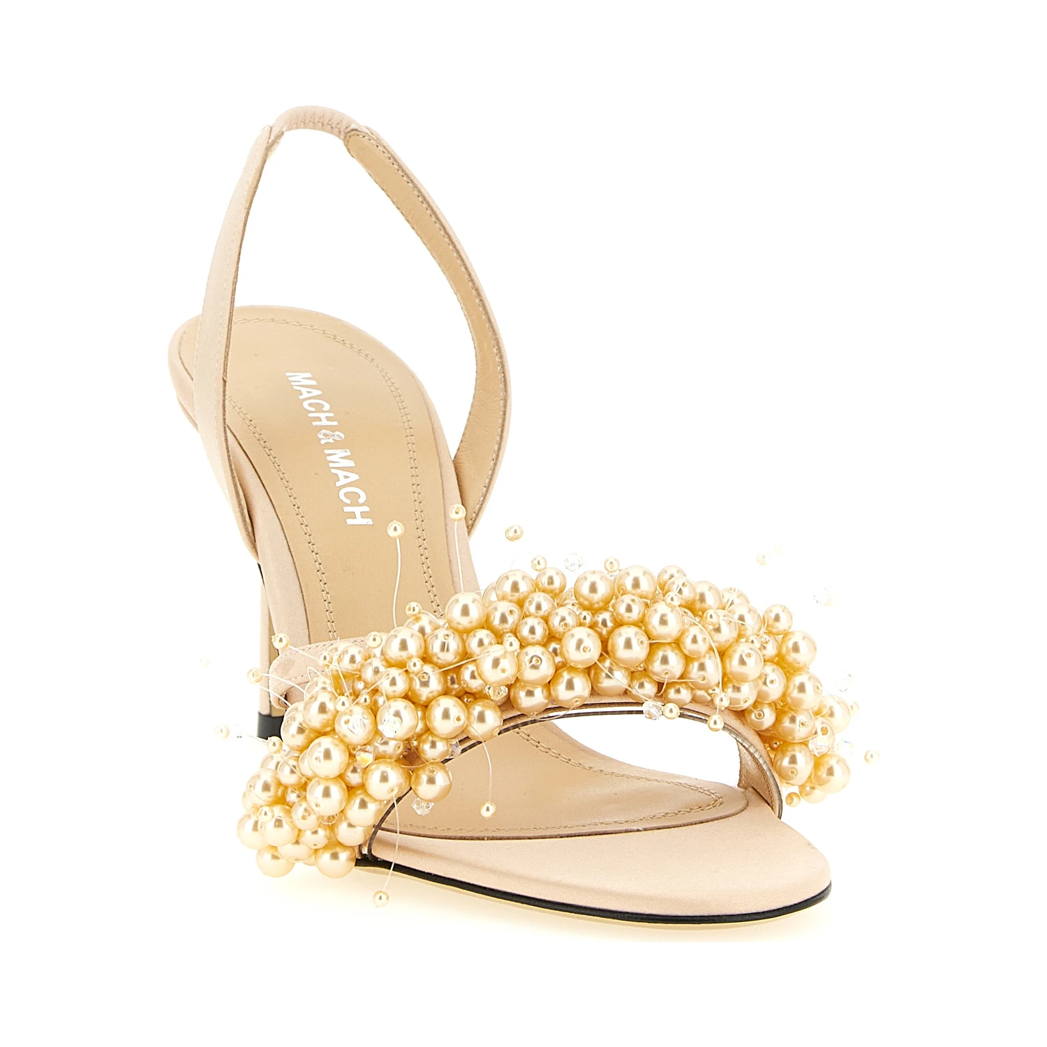 Gold Satin Stiletto Heel Sandals