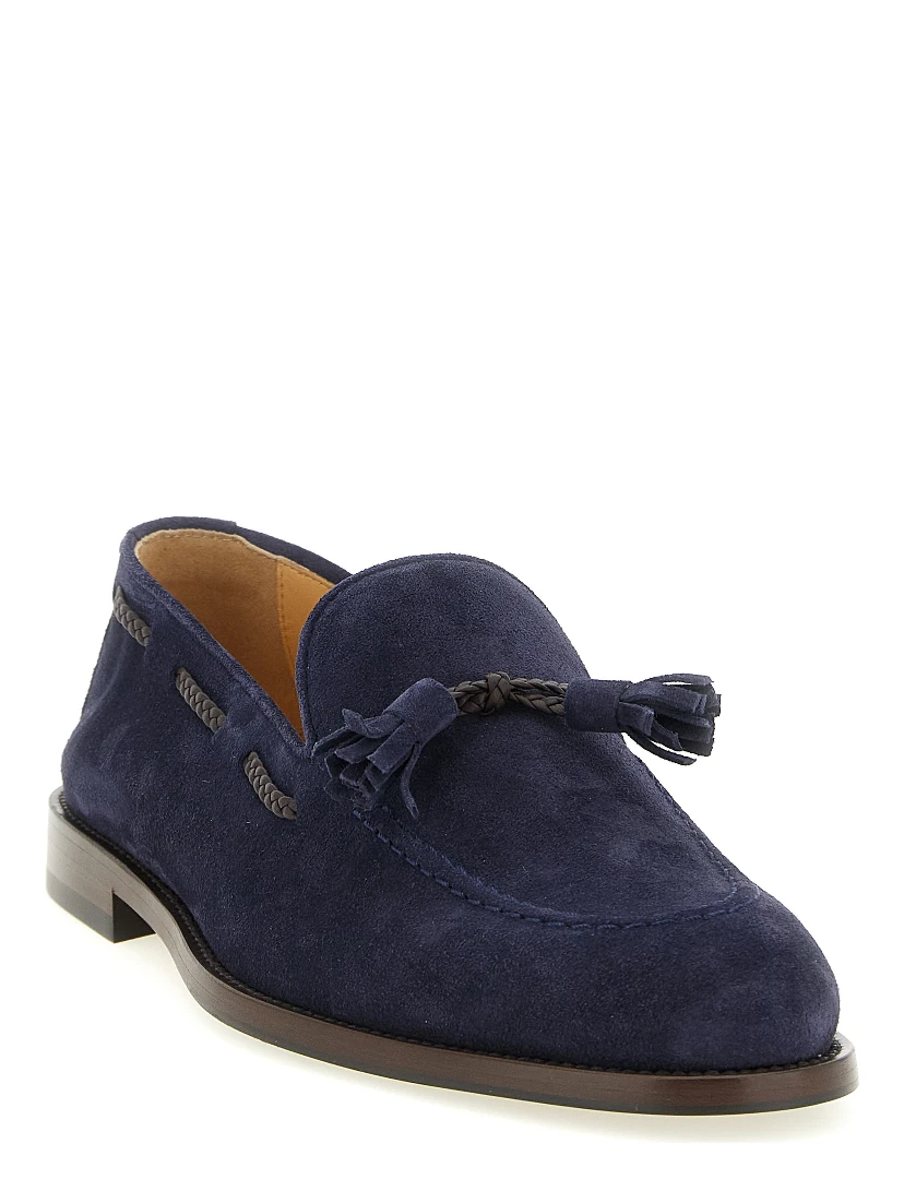 Blue Calfskin Slip-On Loafers