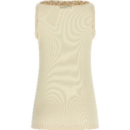 Beige Cotton Sleeveles T-Shirt