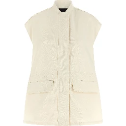 Beige Cotton Sleeveless Jacket