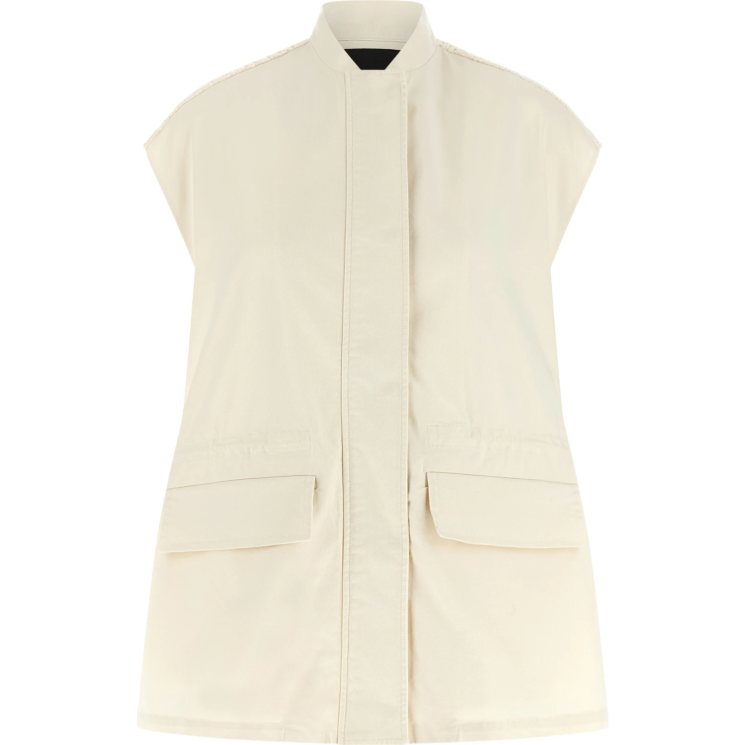 Beige Cotton Sleeveless Jacket
