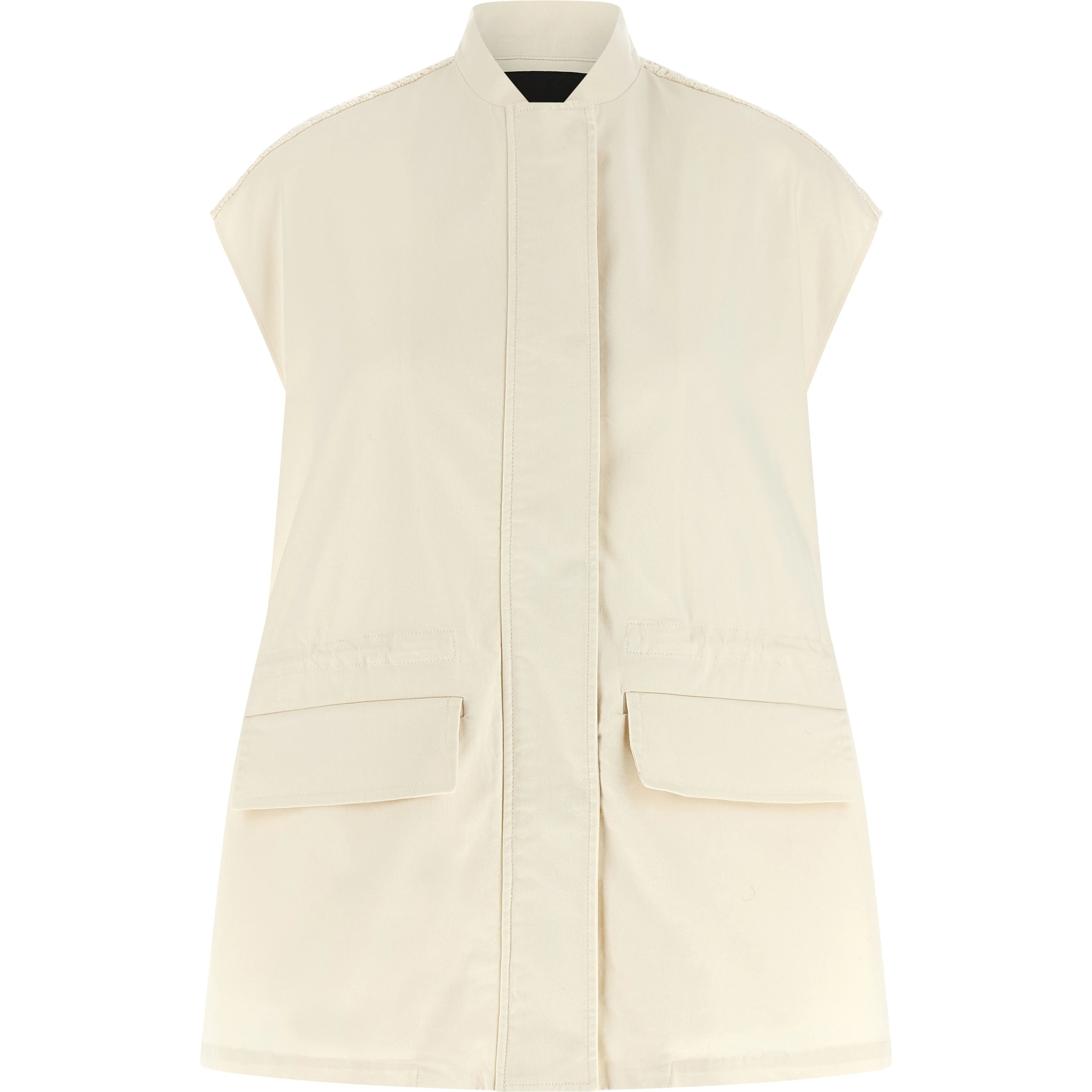 Beige Cotton Sleeveless Jacket