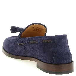 Blue Calfskin Slip-On Loafers