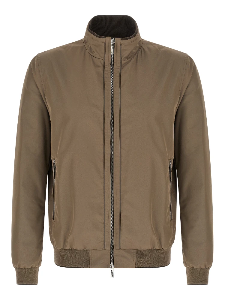 Beige Polyester Bomber