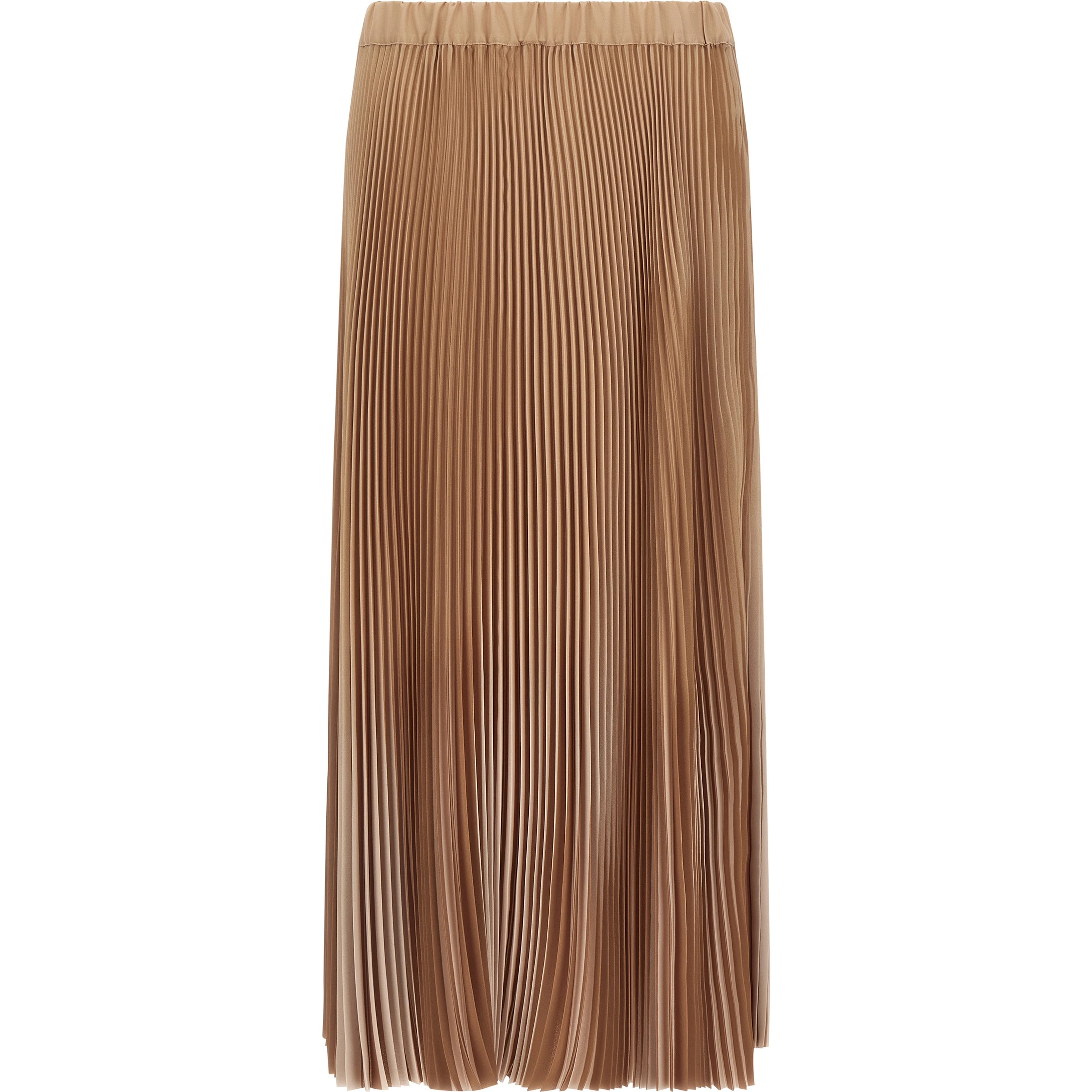 Beige Polyester Midi Skirt