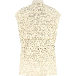 Beige Cotton Sleeveless Jacket