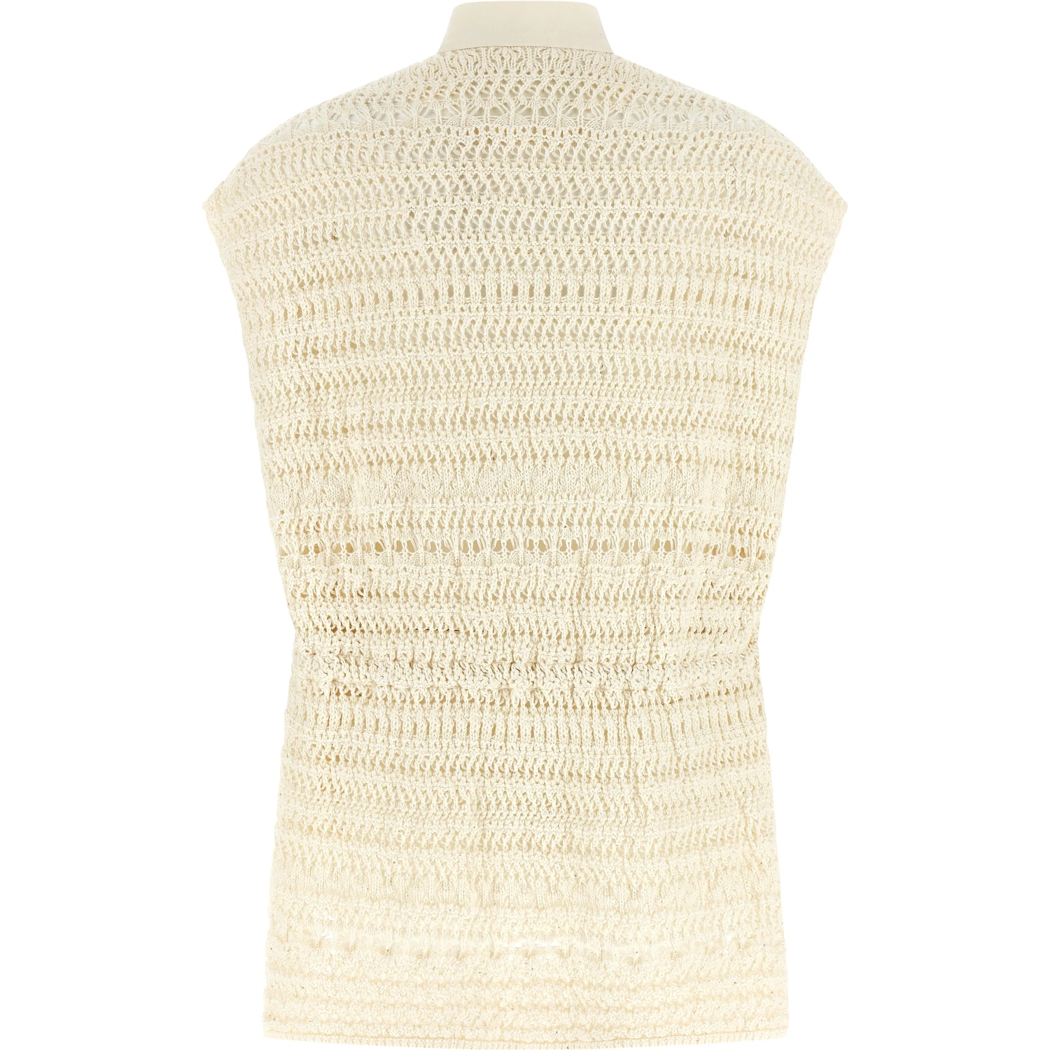 Beige Cotton Sleeveless Jacket