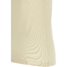 Beige Cotton Sleeveles T-Shirt