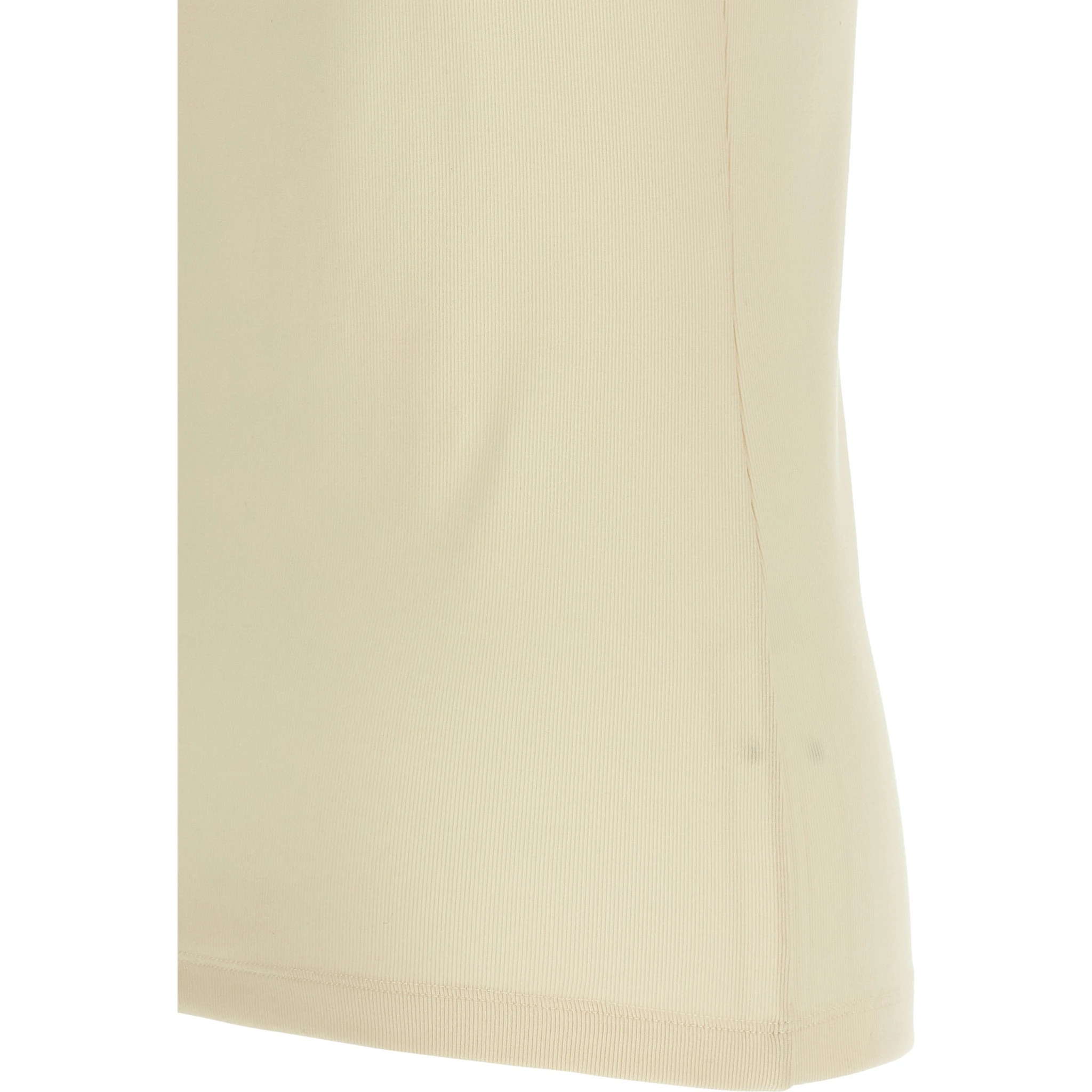 Beige Cotton Sleeveles T-Shirt