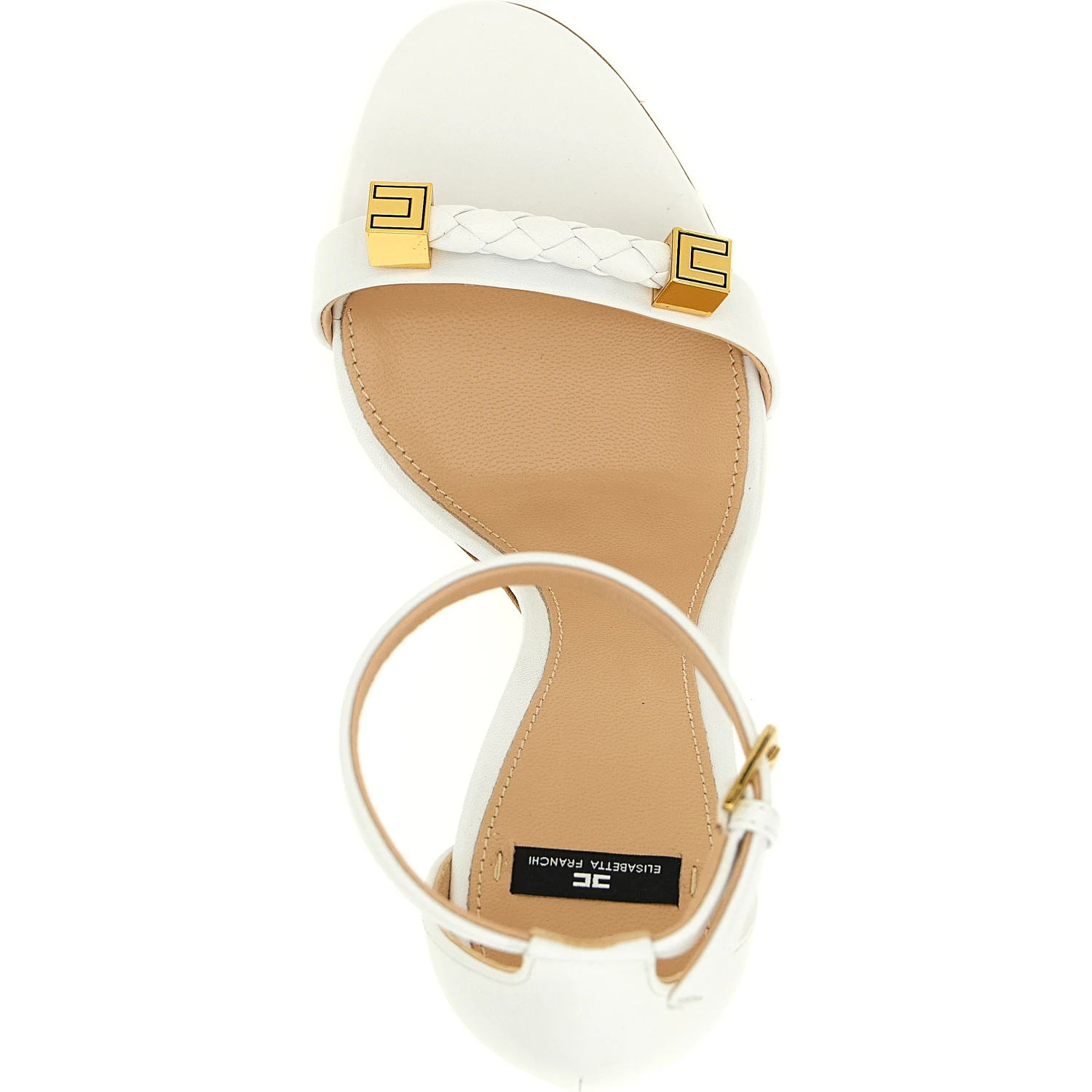 White Leather Stiletto Heel Sandals