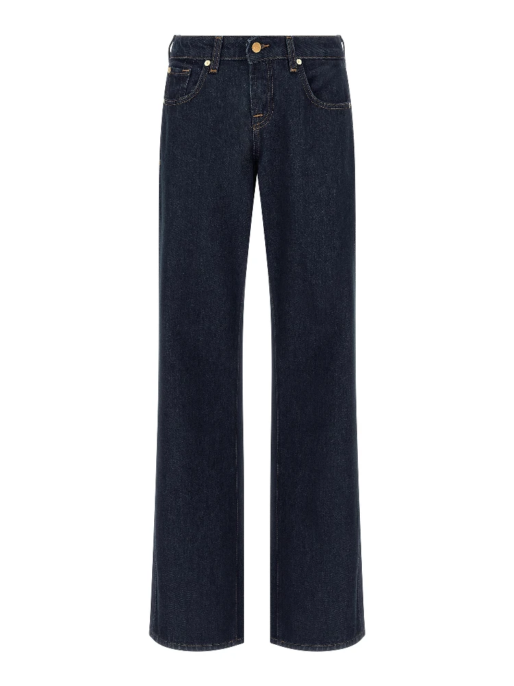 Blue Cotton Straight-Leg Jeans