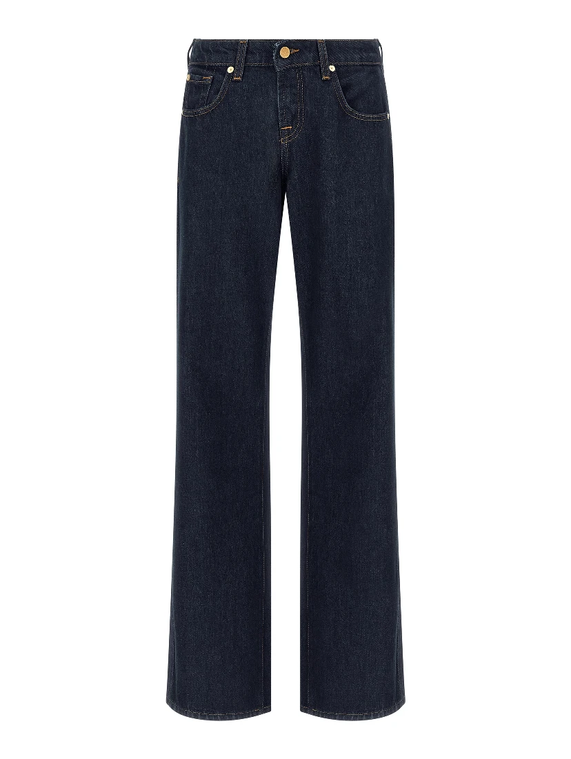 Blue Cotton Straight-Leg Jeans