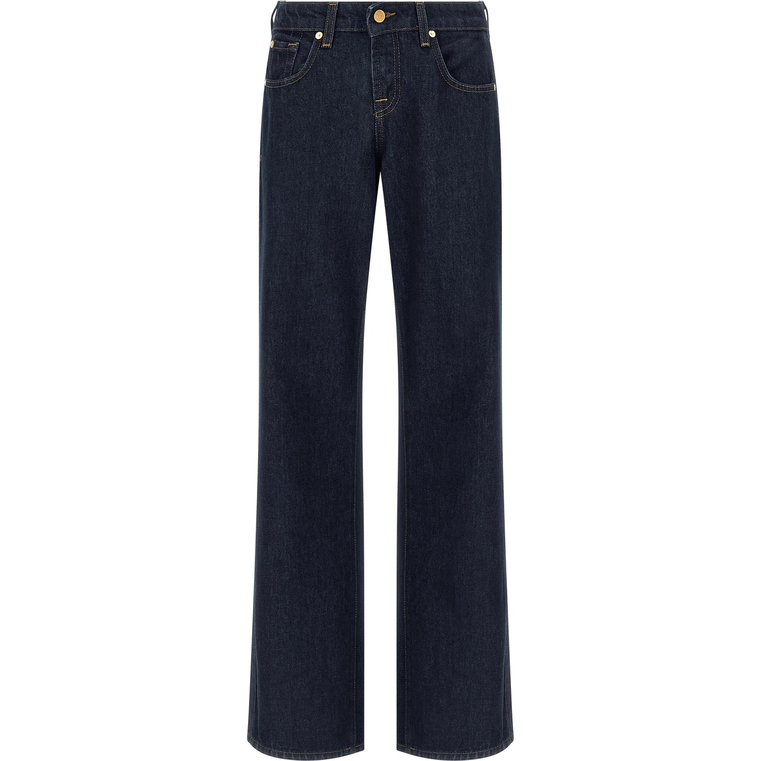 Blue Cotton Straight-Leg Jeans