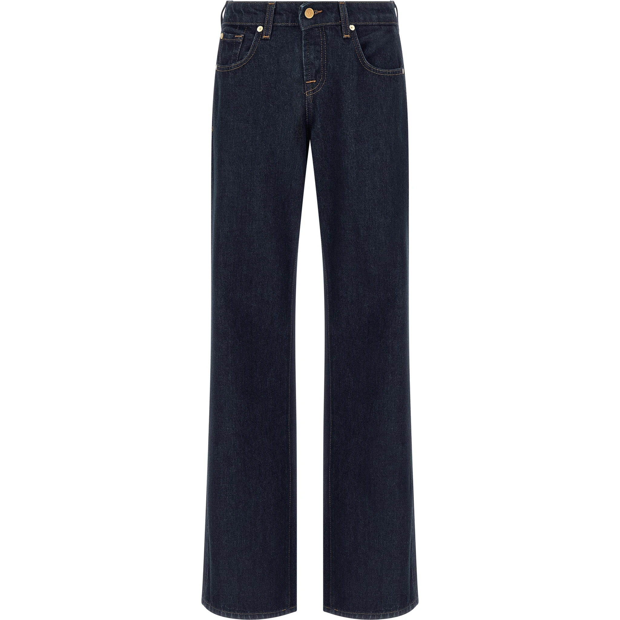 Blue Cotton Straight-Leg Jeans