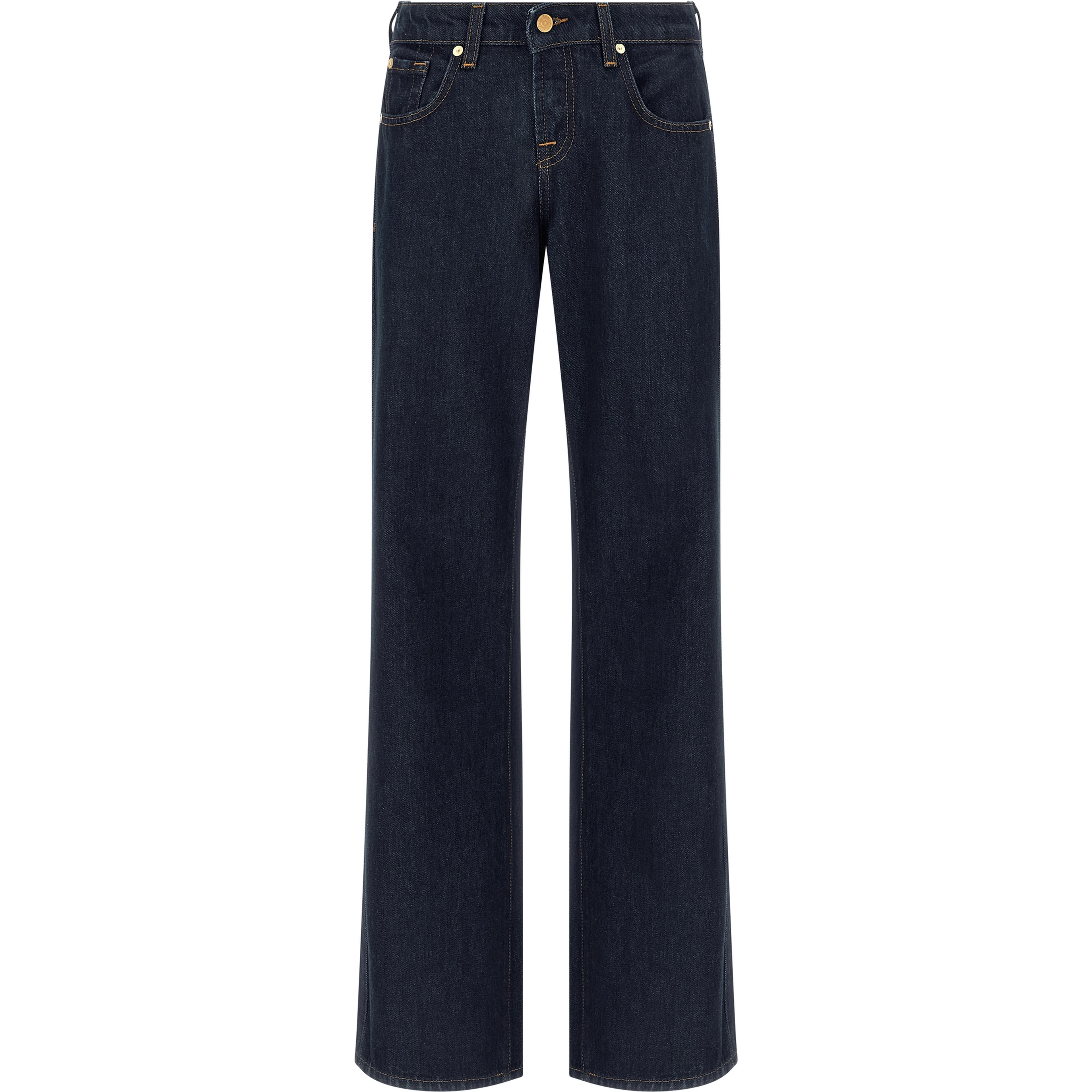 Blue Cotton Straight-Leg Jeans
