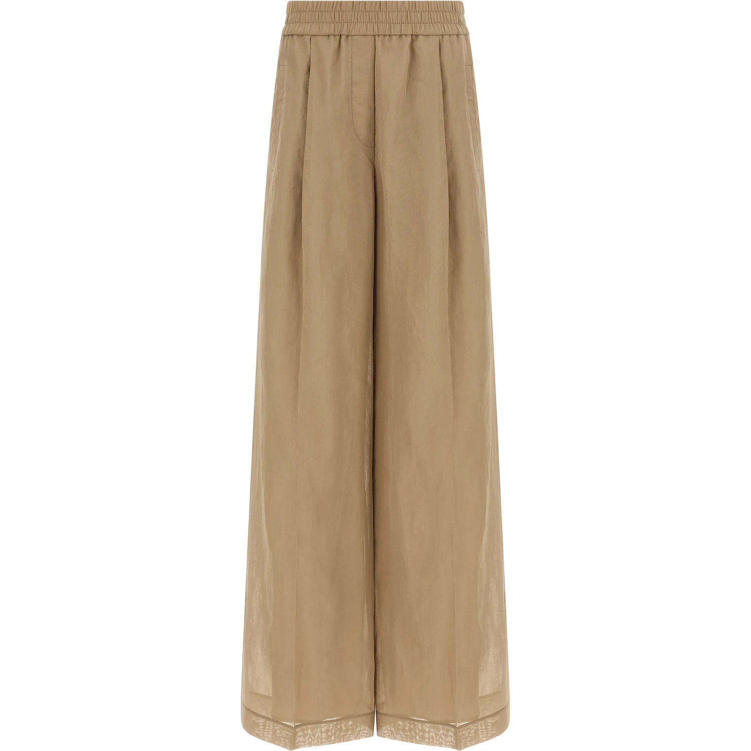 Beige Cotton Casual Pants